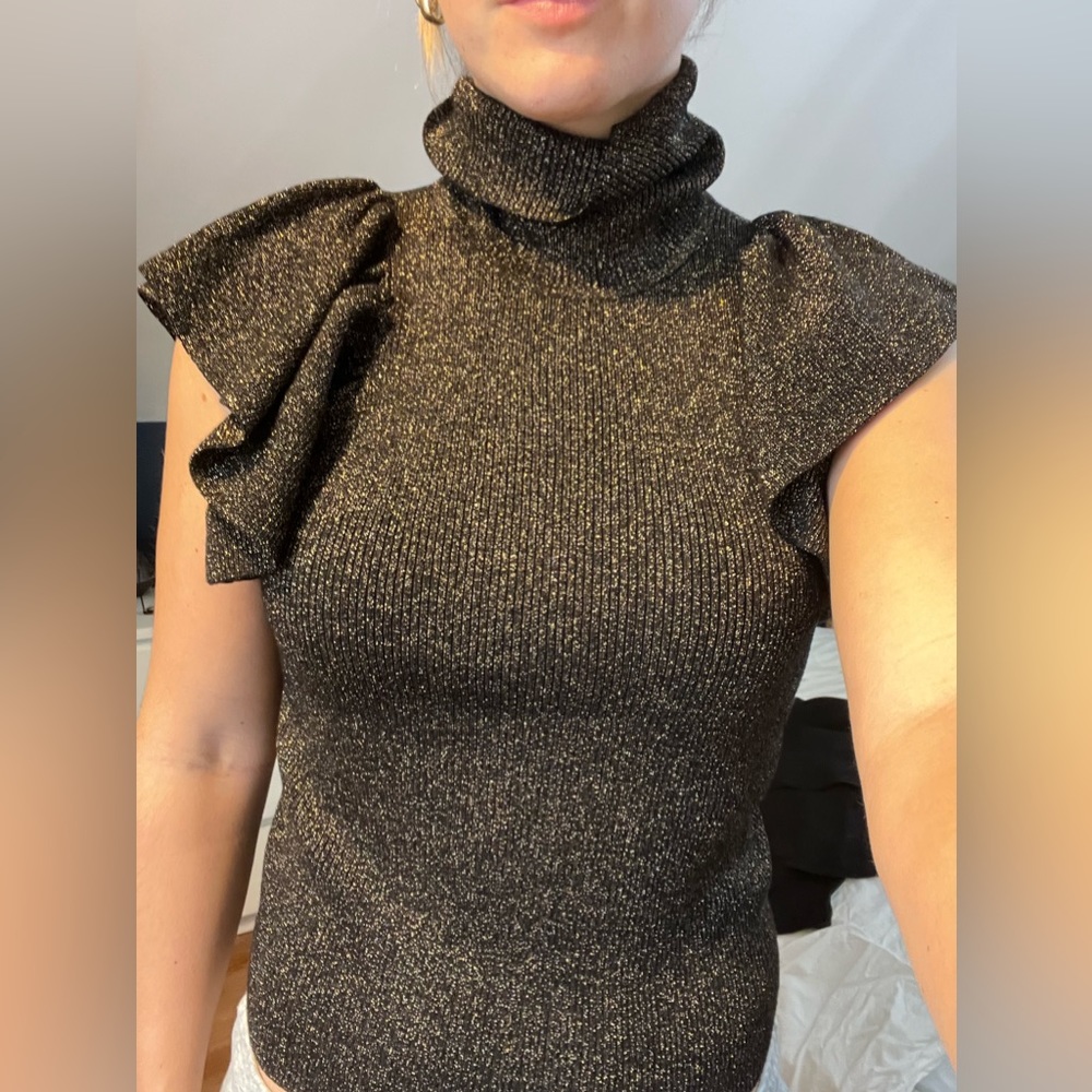 A.L.C. metallic ruffle shirt